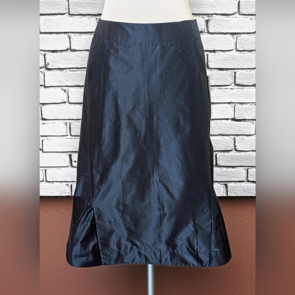 NWT UNIQLO Black Silk-Blend Structure Skirt, Size 4